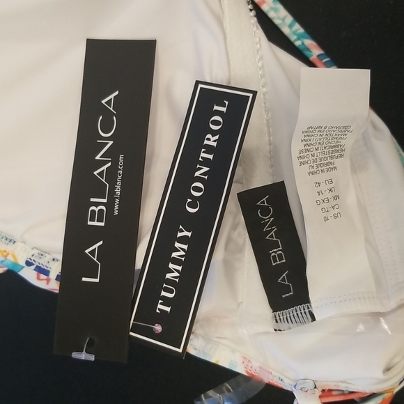 💕LA BLANCA💕 Terra Print Plunge Neck One-Piece Swimsuit ~ 10 Tera Italia NWT - Picture 11 of 14